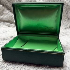 ROLEX 60-70’s Green Satin & Velvet Coffin/Triangle Watch Box 4.90x3.75x1.90”